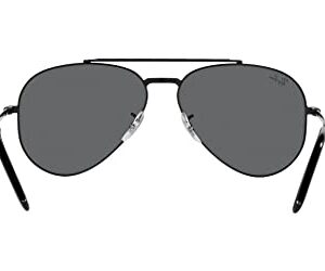 Ray-Ban RB3625 New Aviator Sunglasses, Black/Dark Grey, 58 mm