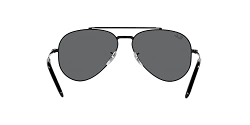 Ray-Ban RB3625 New Aviator Sunglasses, Black/Dark Grey, 58 mm