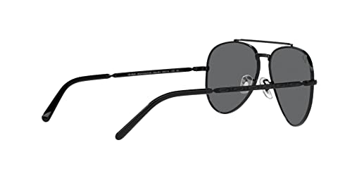 Ray-Ban RB3625 New Aviator Sunglasses, Black/Dark Grey, 58 mm