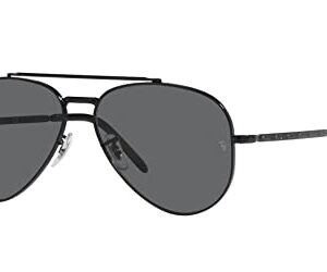 Ray-Ban RB3625 New Aviator Sunglasses, Black/Dark Grey, 58 mm