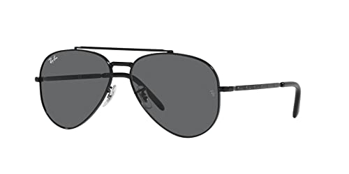 Ray-Ban RB3625 New Aviator Sunglasses, Black/Dark Grey, 58 mm