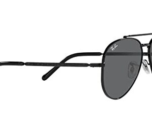 Ray-Ban RB3625 New Aviator Sunglasses, Black/Dark Grey, 58 mm