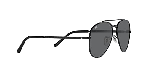 Ray-Ban RB3625 New Aviator Sunglasses, Black/Dark Grey, 58 mm