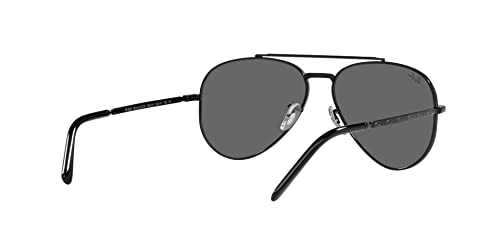 Ray-Ban RB3625 New Aviator Sunglasses, Black/Dark Grey, 58 mm