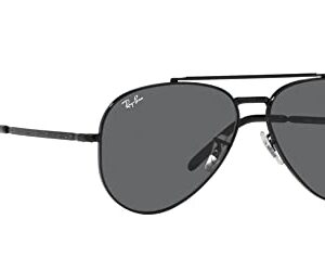 Ray-Ban RB3625 New Aviator Sunglasses, Black/Dark Grey, 58 mm