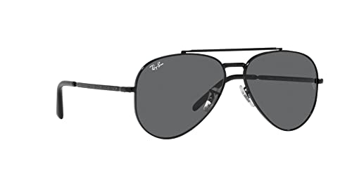 Ray-Ban RB3625 New Aviator Sunglasses, Black/Dark Grey, 58 mm