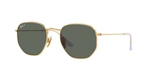 ray-ban rb8148 hexagonal titanium sunglasses, legend gold/polarized green, 54 mm