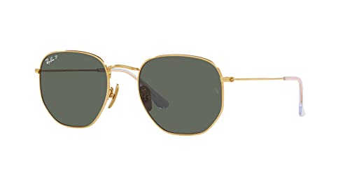 Ray-Ban RB8148 Hexagonal Titanium Sunglasses, Legend Gold/Polarized Green, 54 mm