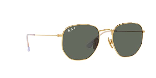 Ray-Ban RB8148 Hexagonal Titanium Sunglasses, Legend Gold/Polarized Green, 54 mm