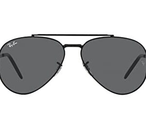 Ray-Ban RB3625 New Aviator Sunglasses, Black/Dark Grey, 58 mm