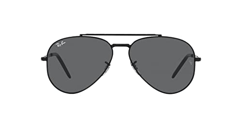 Ray-Ban RB3625 New Aviator Sunglasses, Black/Dark Grey, 58 mm