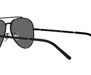 Ray-Ban RB3625 New Aviator Sunglasses, Black/Dark Grey, 58 mm