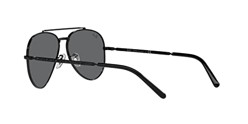 Ray-Ban RB3625 New Aviator Sunglasses, Black/Dark Grey, 58 mm