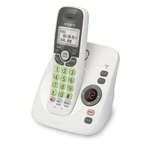 VTech DECT 6.0 Cordless Home Phone with Answering Machine, Backlit Display, Speakerphone, Caller ID - 1000 ft Range, White/Grey