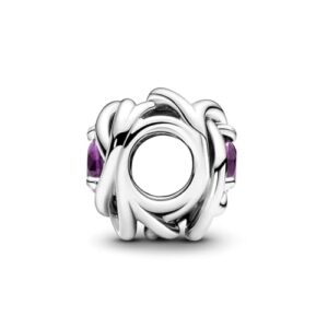 Pandora February Purple Eternity Circle Charm Bracelet Charm Moments Bracelets - Stunning Women's Jewelry - Gift for Women - Made with Sterling Silver & Man-Made Crystal, No Gift Box