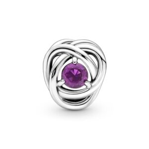 Pandora February Purple Eternity Circle Charm Bracelet Charm Moments Bracelets - Stunning Women's Jewelry - Gift for Women - Made with Sterling Silver & Man-Made Crystal, No Gift Box