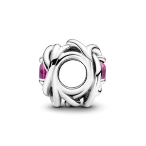 Pandora October Pink Eternity Circle Charm Bracelet Charm Moments Bracelets - Stunning Women's Jewelry - Gift for Women - Made with Sterling Silver & Man-Made Crystal, No Box