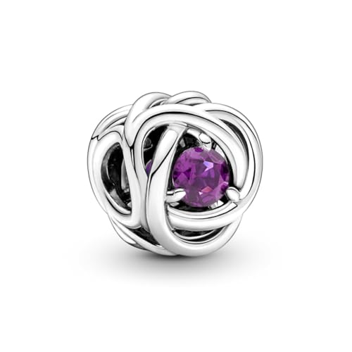 Pandora February Purple Eternity Circle Charm Bracelet Charm Moments Bracelets - Stunning Women's Jewelry - Gift for Women - Made with Sterling Silver & Man-Made Crystal, No Gift Box