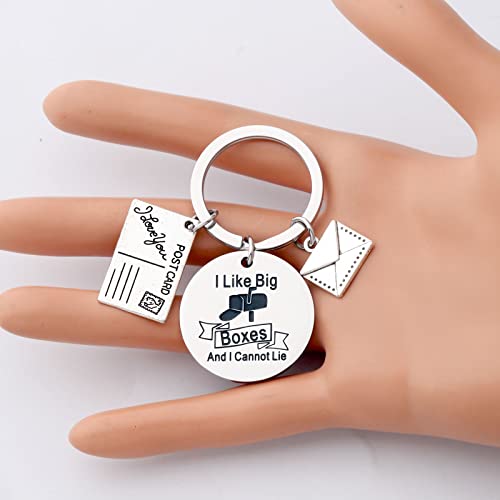 UJIMS Postman Keychain with Postcard Letter Charms Mail Carrier Gift Appreciation Gift for Postal Worker (Postman Keychain)