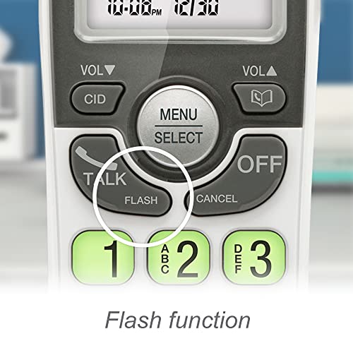 VTech DECT 6.0 Cordless Home Phone with Answering Machine, Backlit Display, Speakerphone, Caller ID - 1000 ft Range, White/Grey