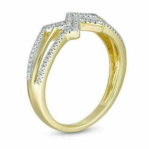 GLOW SPECTRA JEWELS 1.50 Cttw Round Shape White Cubic Zirconia Prong Setting Wedding Engagement Wonder Women Symbol Ring In 14K Yellow Gold Plated 925 Sterling Silver Ring Size - 8