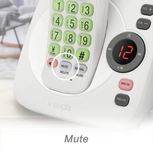 VTech DECT 6.0 Cordless Home Phone with Answering Machine, Backlit Display, Speakerphone, Caller ID - 1000 ft Range, White/Grey