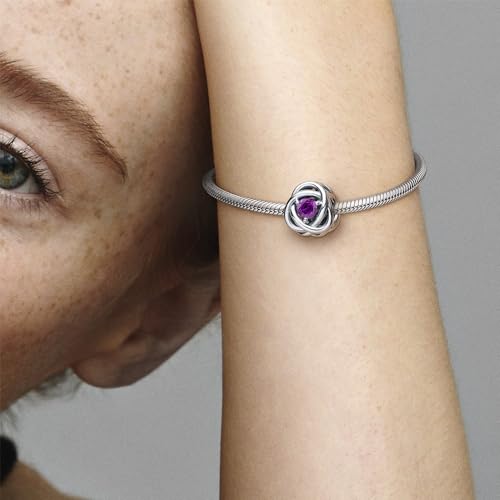 Pandora February Purple Eternity Circle Charm Bracelet Charm Moments Bracelets - Stunning Women's Jewelry - Gift for Women - Made with Sterling Silver & Man-Made Crystal, No Gift Box