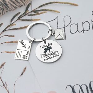 UJIMS Postman Keychain with Postcard Letter Charms Mail Carrier Gift Appreciation Gift for Postal Worker (Postman Keychain)