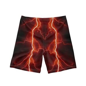 jeocody red flash print boy's athletic shorts for training casual board shorts with 3d print 7-8 years