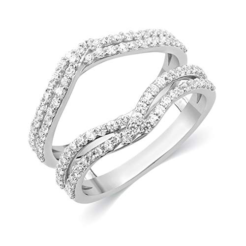 DivaJewel Round Cut White Diamond 925 Sterling Silver 14K White Gold Finish Diamond Wedding Enhancer Ring Guard Wrap for Women's