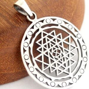 COSUMOSU Sri Yantra Sacred Geometry India Hinduism 925 Sterling Silver Talisman Pendant (Round S)