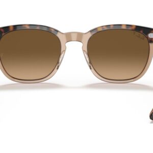 Ray-Ban RB2298 Hawkeye Square Sunglasses, Havana On Transparent Brown/Brown Gradient Polarized, 52 mm