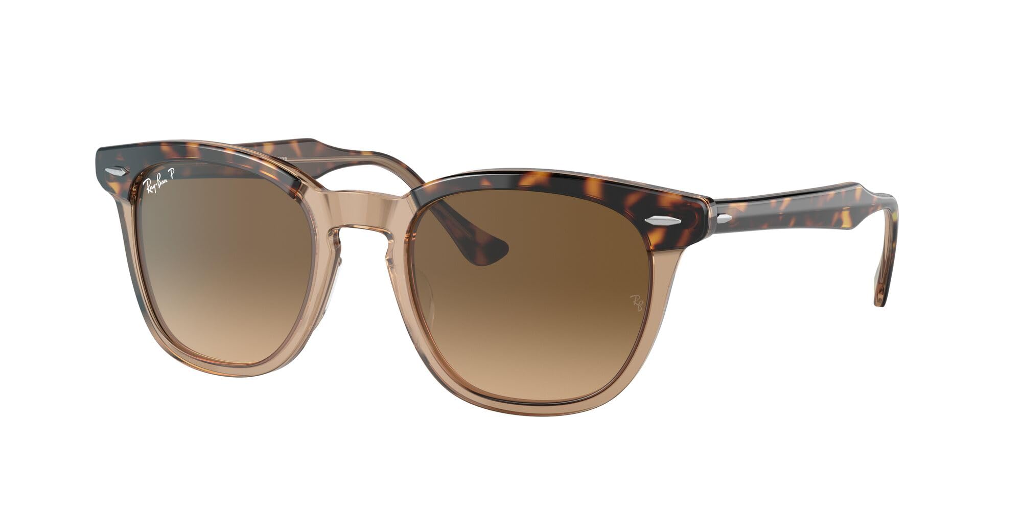 Ray-Ban RB2298 Hawkeye Square Sunglasses, Havana On Transparent Brown/Brown Gradient Polarized, 52 mm