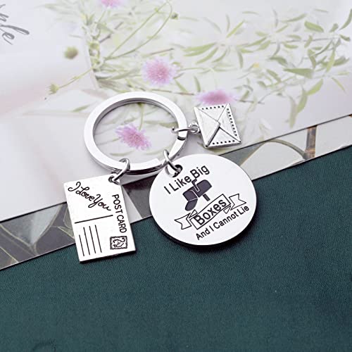 UJIMS Postman Keychain with Postcard Letter Charms Mail Carrier Gift Appreciation Gift for Postal Worker (Postman Keychain)