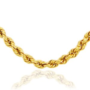 Polished 10k Yellow Gold Ultra Light Rope Chain Necklace, 2mm (16")