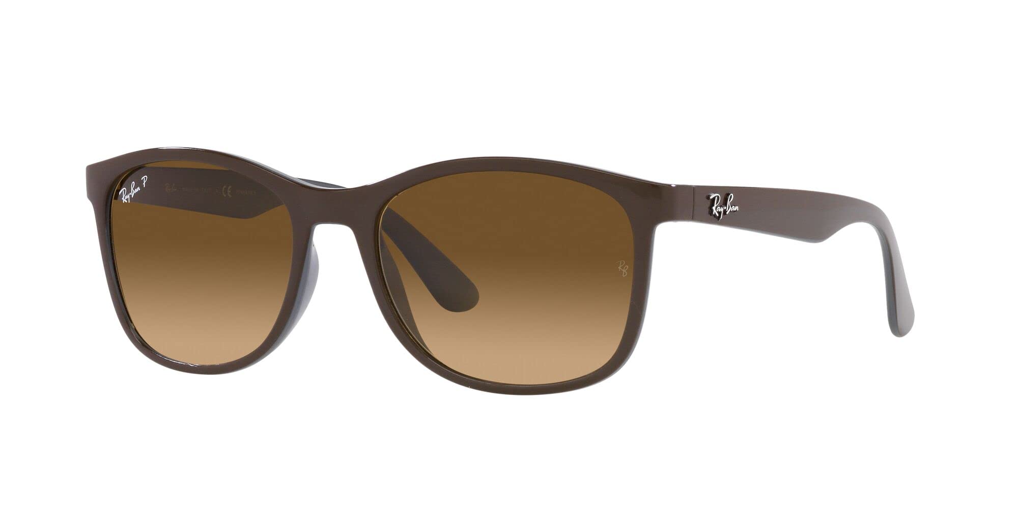 Ray-Ban Rb4374 Square Sunglasses, Brown On Grey/Brown Gradient Polarized, 56 mm