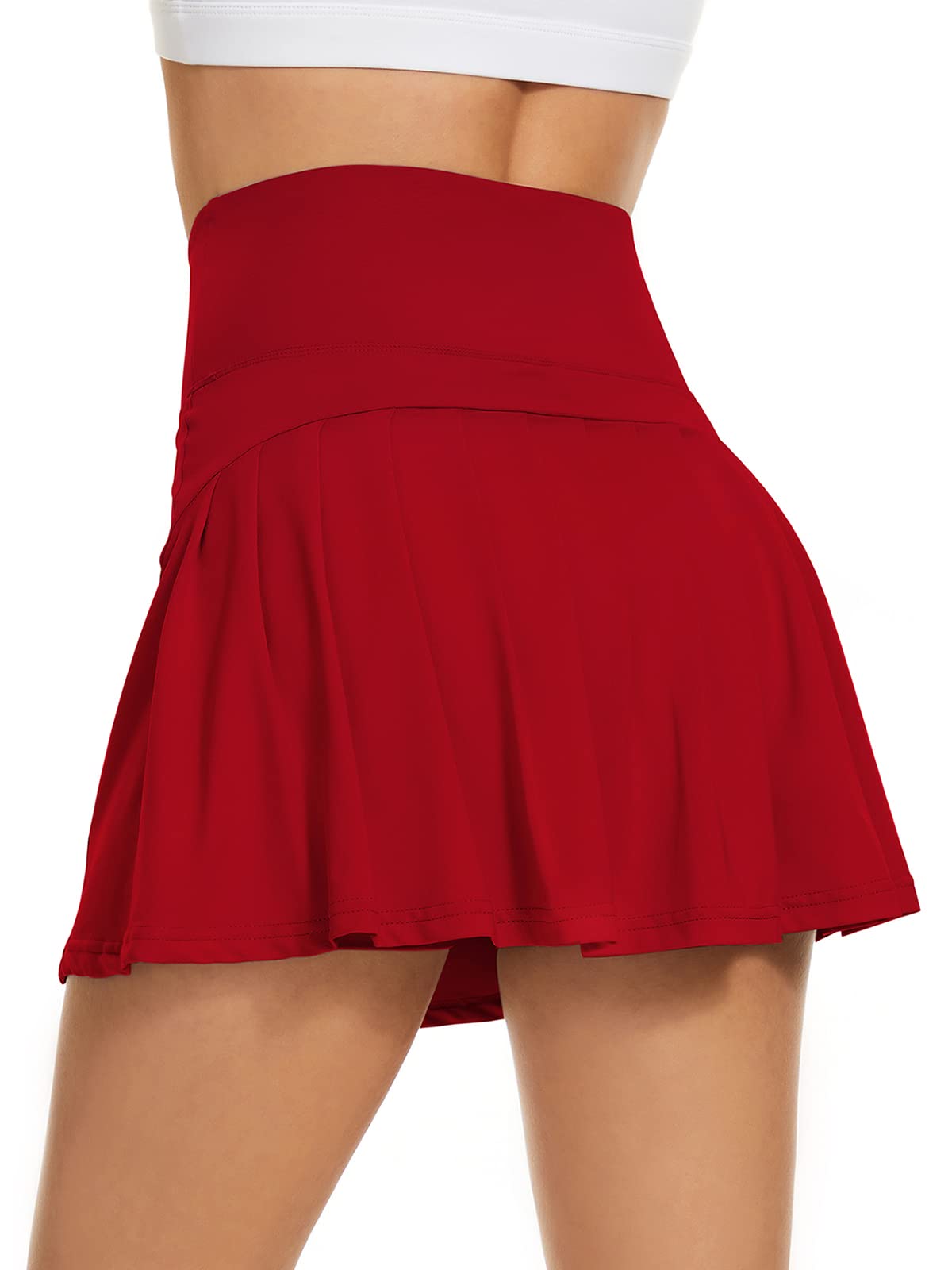 Century Star Women? Pleated Tennis Skirts with Pockets Shorts Flared High Waisted Sports Mini A Line Athletic Golf Running Skirts 03 Red Medium