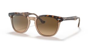 ray-ban rb2298 hawkeye square sunglasses, havana on transparent brown/brown gradient polarized, 52 mm