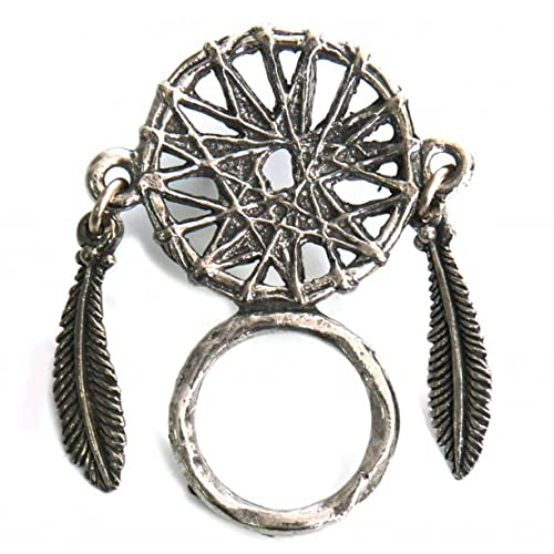 Guardian Bells DREAM CATCHER SUNGLASS HOLDER BIKER PIN MOTORCYCLE VEST JACKET, SILVER, 3 inch