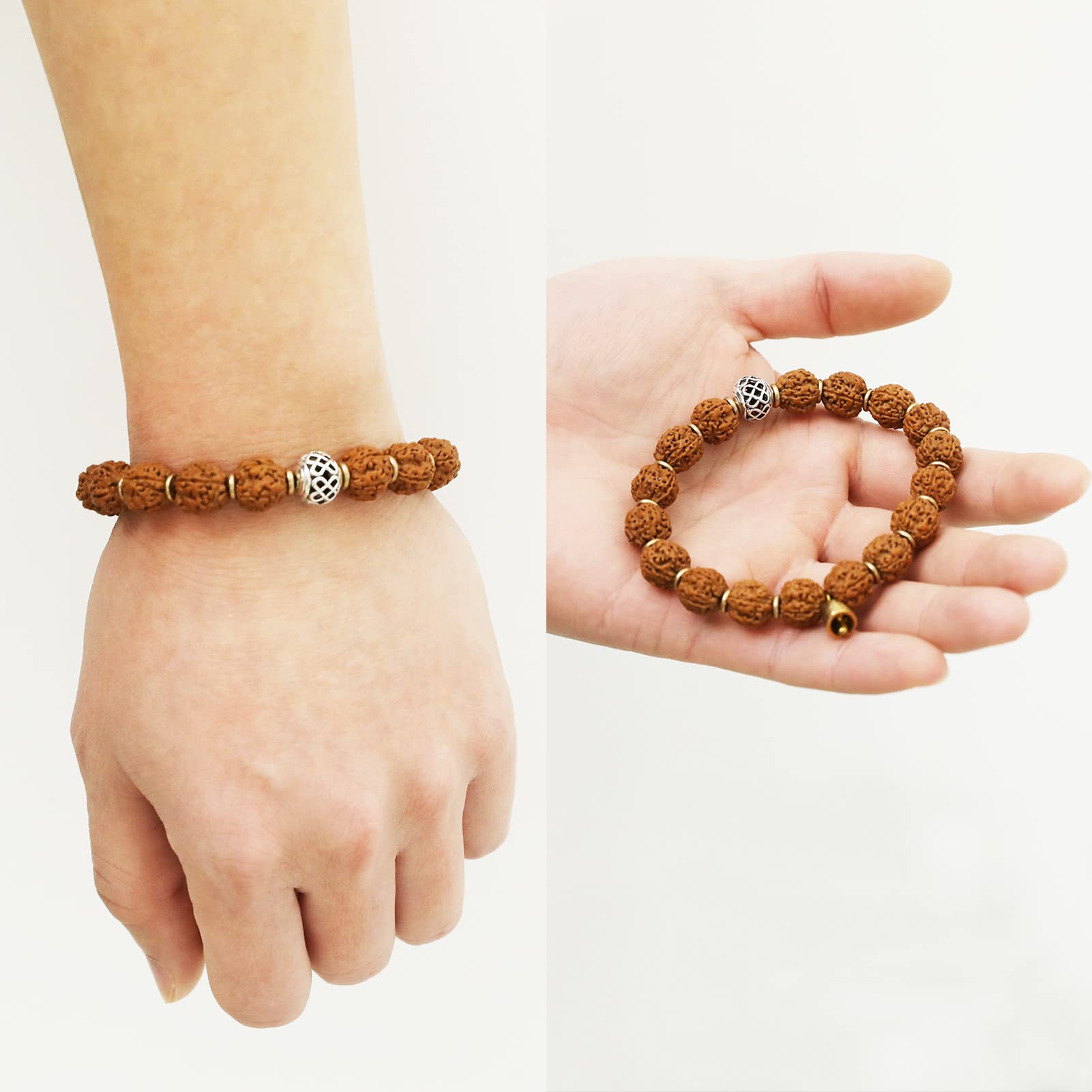 Authentic Rudraksha Mala 5face - Rudraksha bracelet(11mm)-Suitable for yoga, meditation and wearing - No chemical, wax and color treatment - Imported from Nepal