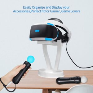 EJGAME VR Stand,Organizer and Display Stand Compatible with Meta Quest 3/PS VR Headset and Touch Controllers (White)