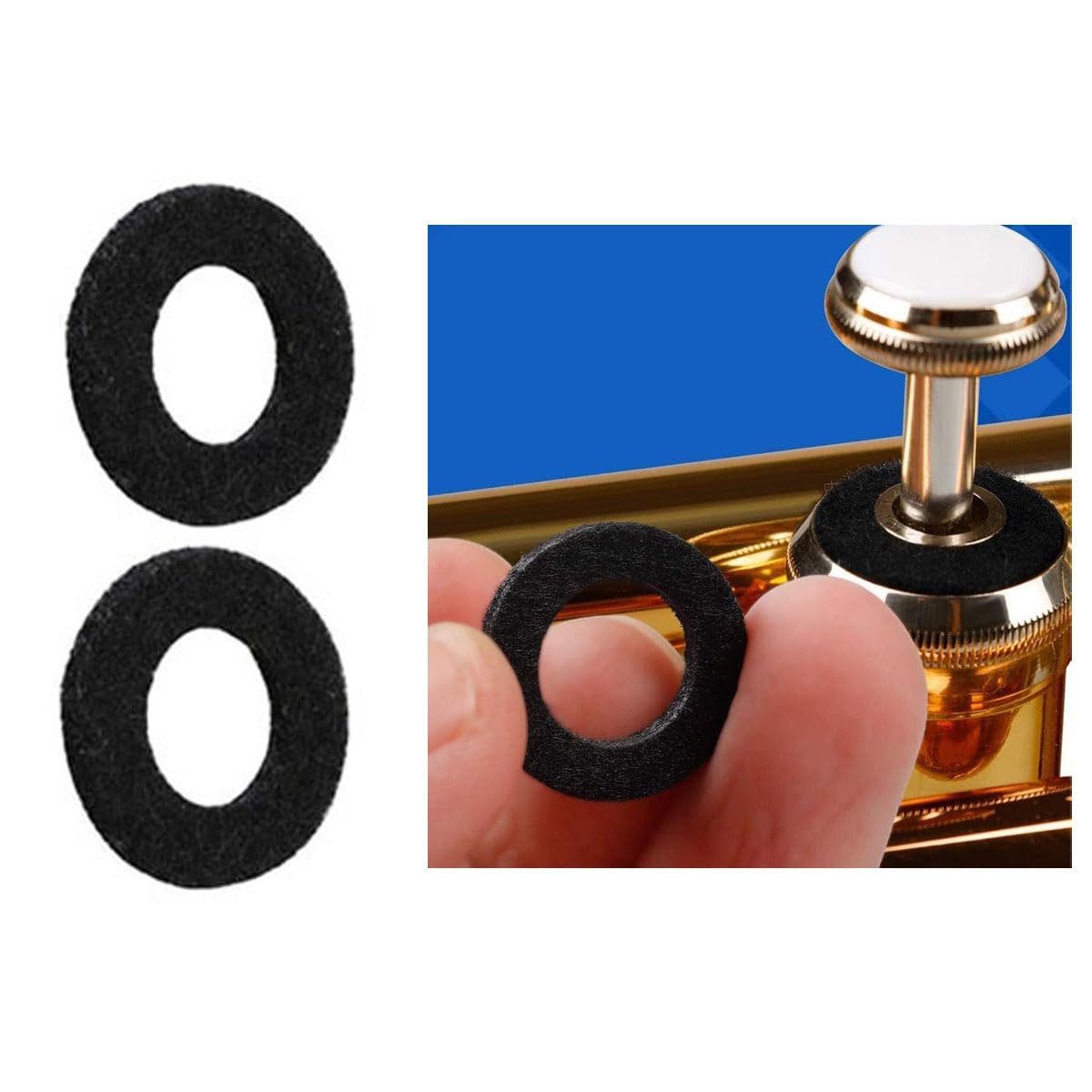 TUOREN Trumpet Repair Kit include 6 Piston Valve Guides 12 Felt Washers 4 Water Key Spit Valve Cork Pad 3 Spring 2 O Ring Bumper Stopper Trumpet Valve Replacement Parts