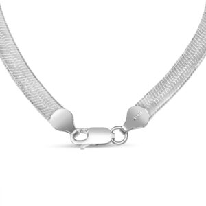 Olive & Chain Sterling Silver Herringbone Chain Necklace, Lobster Clasp, Reflective Surface, Multi-Purpose, 925 Sterling Silver, Hypoallergenic, Comfortable, Unisex