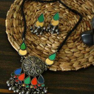 Indian Afghani Silver Oxidized Ethnic Boho Gypsy Tribal Statement Choker Necklace Jewelry