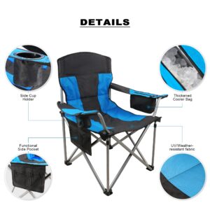 SHSYCER Oversized Camping Chair, Folding Chair for Beach, Heavy Duty Portable Chair with Armrest, Cooler Bag, Side Pocket, Cup Holder for Outdoor