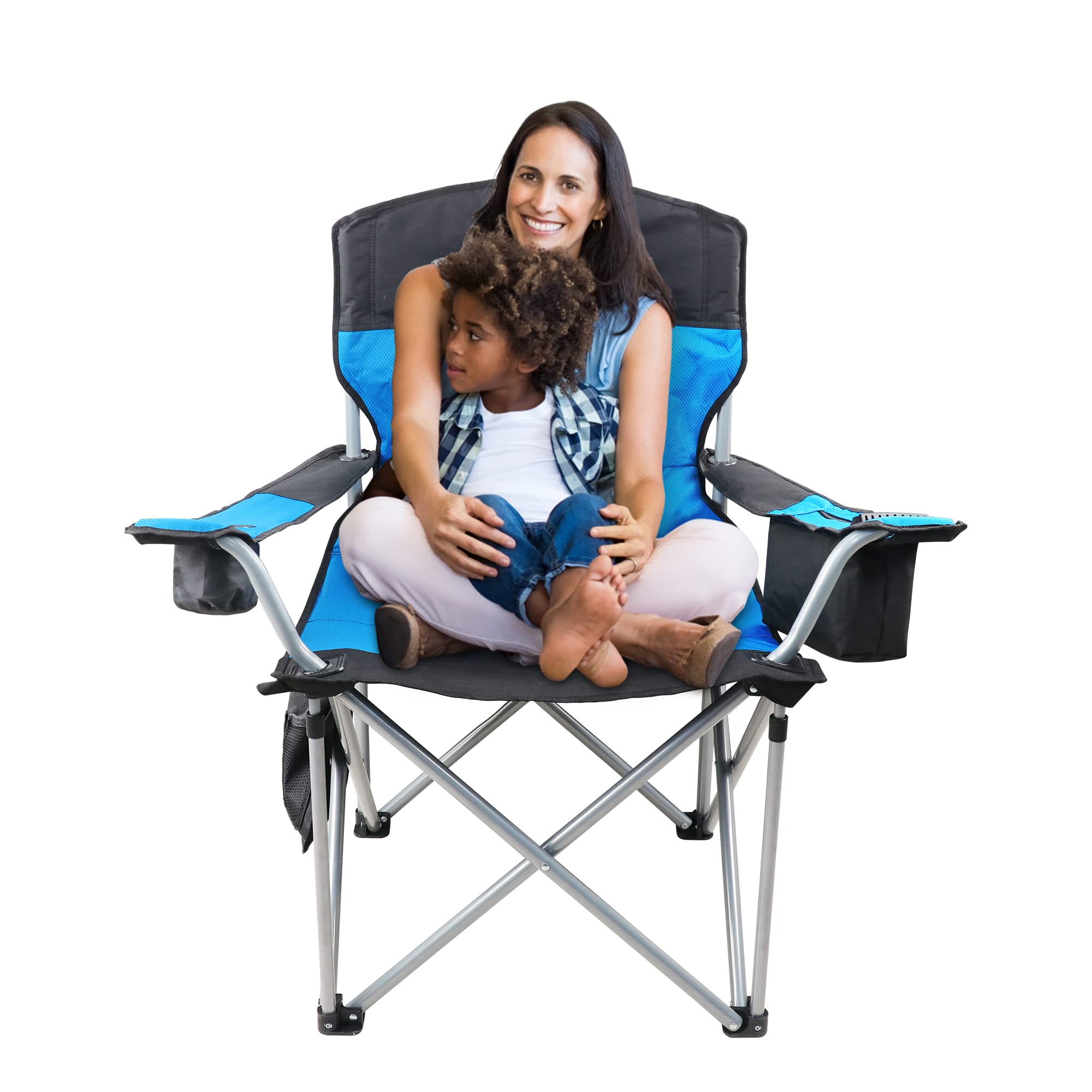 SHSYCER Oversized Camping Chair, Folding Chair for Beach, Heavy Duty Portable Chair with Armrest, Cooler Bag, Side Pocket, Cup Holder for Outdoor