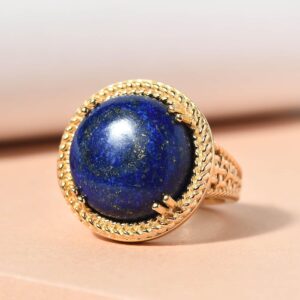 Shop LC 18K Yellow Gold Ion Plated Lapis Lazuli Ring for Women Jewelry Jewelry Size 7 Birthday Gifts for Women