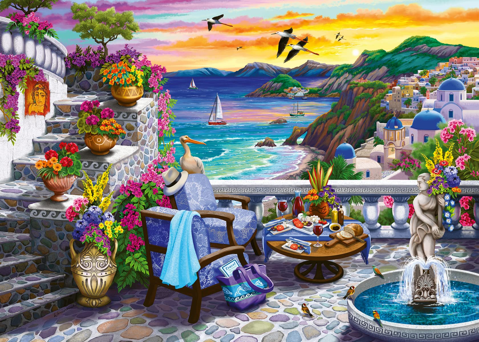 Ravensburger Santorini Sunset Puzzle - 300 Piece Large Format | Unique Softclick Technology | Vibrant, Glare-Free Imagery | Durable & Eco-Friendly | Ideal for All Ages