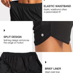 G Gradual Women's Running Shorts with Zipper Pockets Quick Dry Athletic Workout Gym 3" Short Shorts for Women with Comfy Liner (black, Medium)