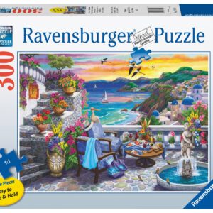 Ravensburger Santorini Sunset Puzzle - 300 Piece Large Format | Unique Softclick Technology | Vibrant, Glare-Free Imagery | Durable & Eco-Friendly | Ideal for All Ages